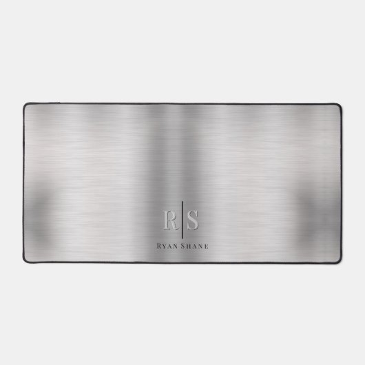 Elegantes 3-D Monogramm und schwarzer Name, gebürs Schreibtischunterlage (Vorderseite)