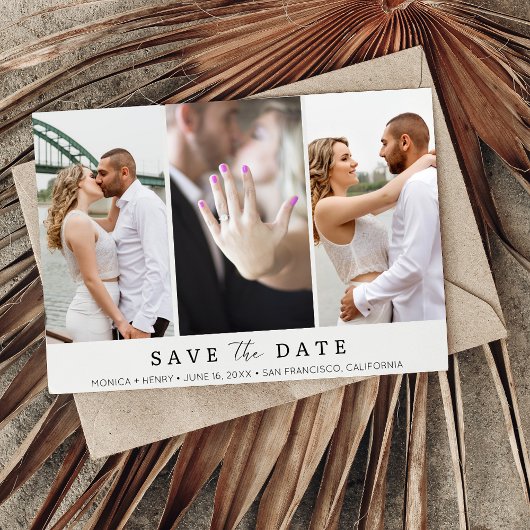 Elegantes 3 Foto Moderne Hochzeit Save The Date