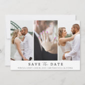 Elegantes 3 Foto Moderne Hochzeit Save The Date (Vorderseite)
