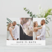Elegantes 3 Foto Moderne Hochzeit Save The Date (Stehend Vorderseite)