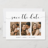 Elegantes 3 Foto Save the Date Ankündigung (Vorderseite)