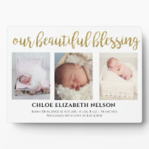 Elegantes 3 Foto Unser schönes Segen Gold Baby
