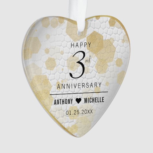 Elegantes 3. Leder Hochzeitsszenario Ornament (Vorderseite)