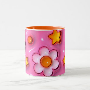 Elegantes 3D-Blüten-Design, Blumenmuster-Kaffeetas Zweifarbige Tasse