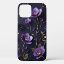 Elegantes 3D-lila und goldenes florales botanische