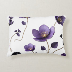 Elegantes 3D-lila und goldenes florales botanische Dekokissen