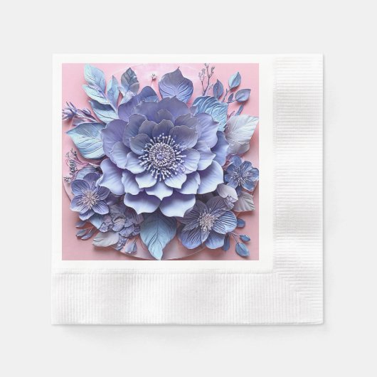 Elegantes 3D-Papier-Blume-Arrangement in Pastel To Serviette (Vorderseite)