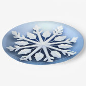 Elegantes 3d Snowflake Design Pappteller (Schrägansicht)