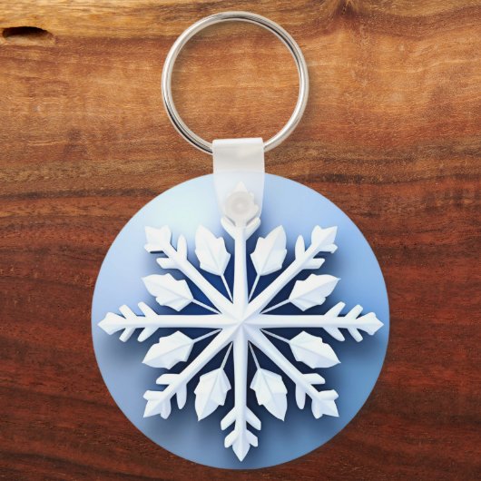 Elegantes 3d Snowflake Design Schlüsselanhänger (Vorderseite)
