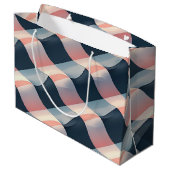 Elegantes 3D-Wellenmuster in Aquamariner, Rose und Große Geschenktüte (Rückseite Schrägansicht)