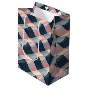 Elegantes 3D-Wellenmuster in Aquamariner, Rose und Mittlere Geschenktüte