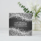 Elegantes 40. Geburtstag Party Sparkling Wave Blac Einladung (Stehend Vorderseite)