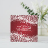 Elegantes 40. Geburtstag Party Sparkling Wave Red Einladung (Stehend Vorderseite)