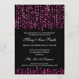 Elegantes 40. Geburtstag Party Star Confetti Rosa Einladung