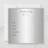 Elegantes 40. Geburtstag Party Weißes Silber Einladung (Rückseite)