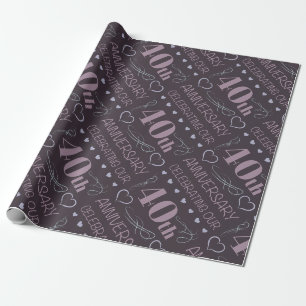 Elegantes 40. Hochzeitstag Lila Geschenkpapier