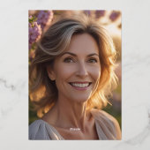 Elegantes 50. Foto auf Back Custom Birthday Einzig Folieneinladung (Rückseite)