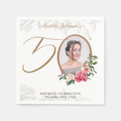 Elegantes 50. Geburtstag Blumenblättern Custom Fot Serviette (Vorderseite)