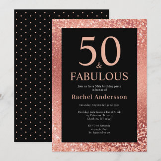 Elegantes 50. Geburtstag Metalic Rose Gold Party Einladung