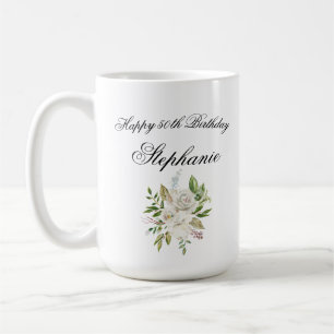 Elegantes 50. Geburtstags-Blumenstrauß personalisi Kaffeetasse
