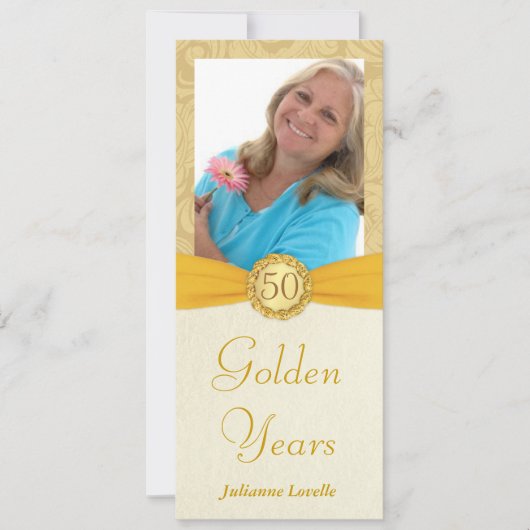 Elegantes 50. Geburtstagsparty Foto Einladungen (Vorderseite)