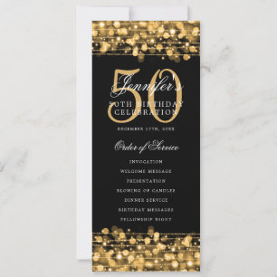 Elegantes 50. Geburtstagsparty-Programm Gold Einladung