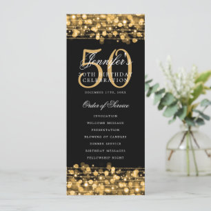Elegantes 50. Geburtstagsparty-Programm Gold mit M Einladung