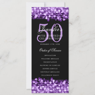 Elegantes 50. Geburtstagsparty-Programm Lila Einladung