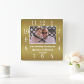 Elegantes 50. Goldenes Hochzeitsszenario-Foto Quadratische Wanduhr (Zuhause)