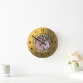 Elegantes 50. Goldenes Hochzeitsszenario-Foto Runde Wanduhr (Zuhause)