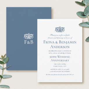 Elegantes 50. Hochzeitsjubiläum Blau Formal Einladung
