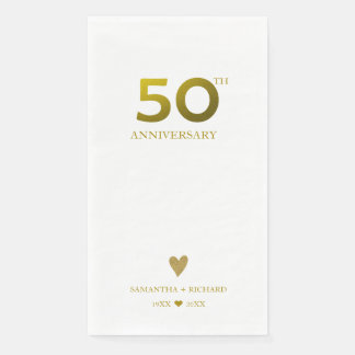 Elegantes 50. Hochzeitsjubiläum Gold Herz Serviette