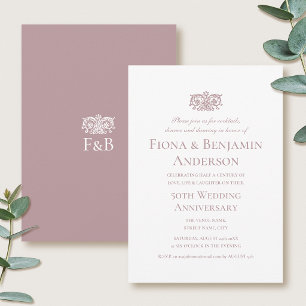 Elegantes 50. Hochzeitstag-Jubiläum Rosa Formal Einladung