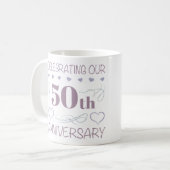 Elegantes 50. Hochzeitstag Lila Kaffeetasse (Vorderseite Links)