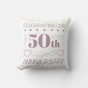 Elegantes 50. Hochzeitstag Lila Kissen