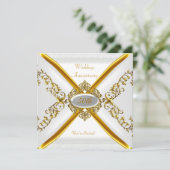 Elegantes 50. Hochzeitstag Weißes Gold 2 Einladung (Stehend Vorderseite)