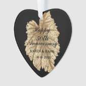 Elegantes 50-jähriges Black Gold Herz Ornament (Vorderseite)