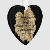 Elegantes 50-jähriges Black Gold Herz Ornament (Vorderseite)