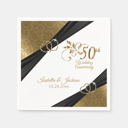 Elegantes 50-jähriges Hochzeitsszenario Serviette (Vorderseite)
