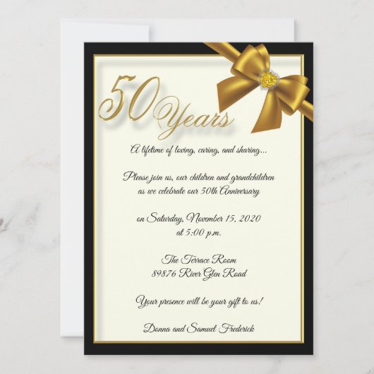 Elegantes 50-jähriges Jubiläum Einladung (Vorderseite)