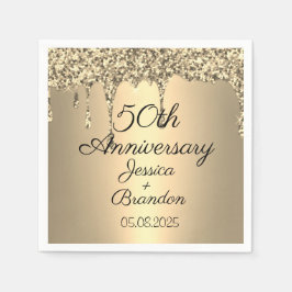 Elegantes 50. Jubiläum der goldenen Hochzeit Serviette