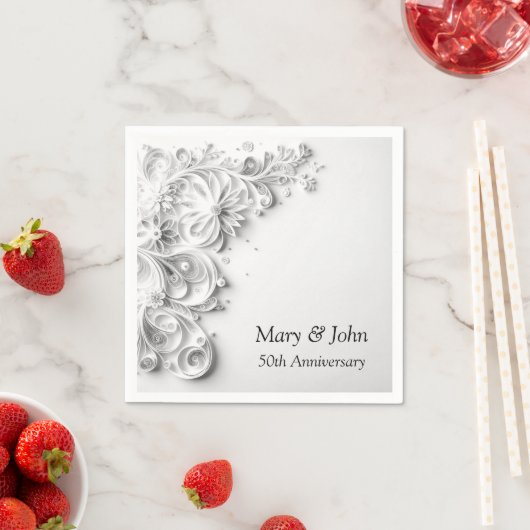 Elegantes 50. Wedding Paper Quilling Design Serviette (Beispiel)