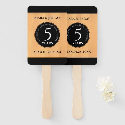 Elegantes 5. Jubiläum der Hochzeit von Holz Fächer (Vorne und Hinten)
