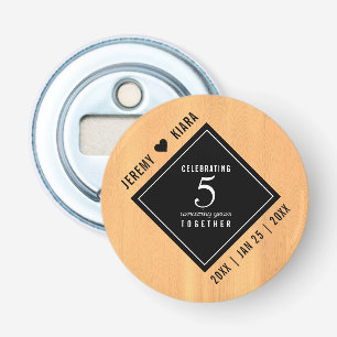 Elegantes 5. Jubiläum der Hochzeit von Holz Flaschenöffner