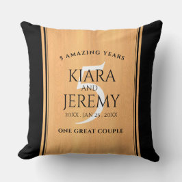 Elegantes 5. Jubiläum der Hochzeit von Holz Kissen