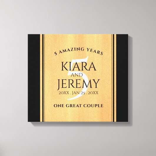 Elegantes 5. Jubiläum der Hochzeit von Holz Leinwanddruck (Vorderseite)
