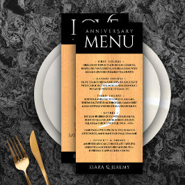 Elegantes 5. Jubiläum der Hochzeit von Holz Menükarte