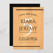 Elegantes 5. Jubiläum der Hochzeit von Holz Save The Date (Vorne/Hinten)