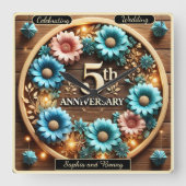 Elegantes 5. Jubiläum Quadratische Wanduhr (Vorderseite)