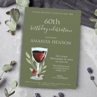 Elegantes 60. Geburtstag Rote Weinüberraschung Par Einladung